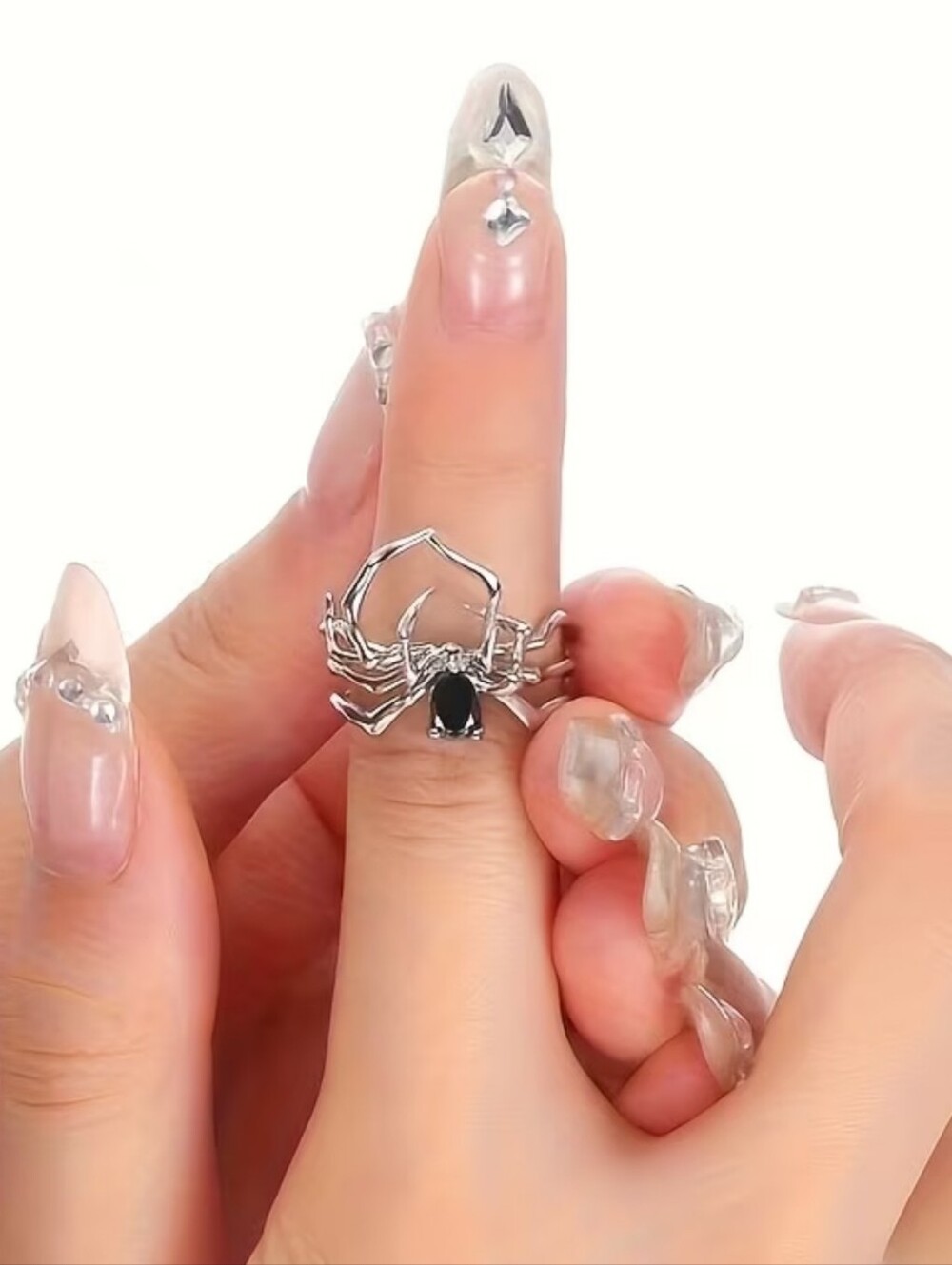 Onyx Spider On Silver Both Faux But, You Wouldn't Know! - Picture 4 of 4